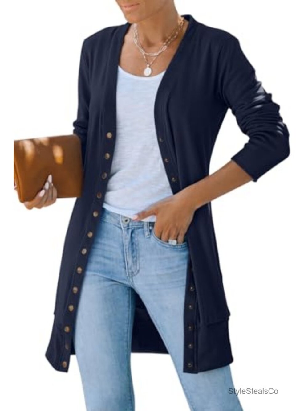 Long Cardigan Sweater Women Button Up Fall Knit Lightweight